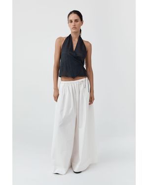 St. Agni Cotton Hybrid Wide Leg Pants - White