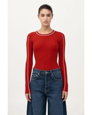 St. Agni Fine Line Long Sleeve Top - Red
