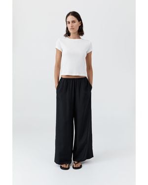 St. Agni Silk Grid Relaxed Trousers - White