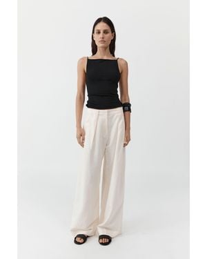 St. Agni Pleat Loop Trousers - White