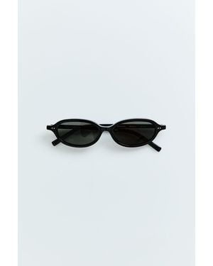 St. Agni 90S Slim Oval Sunglasses - Black