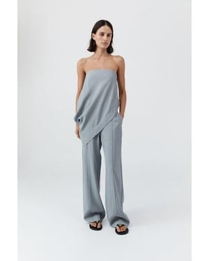 St. Agni Strapless Asymm Drape Top - Blue