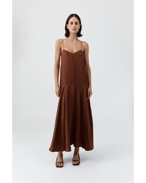 St. Agni Silk Twill Relaxed Slip Dress - Brown