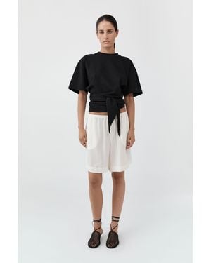 St. Agni Silk Everyday Relaxed Shorts - Black
