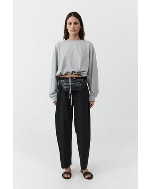 St. Agni Drawstring Long Sleeve Top - Gray