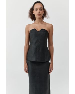St. Agni Woven Leather Strapless Bodice - Black