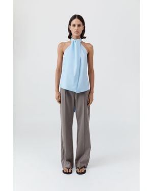 St. Agni Oxford Halter Tie Back Top - White