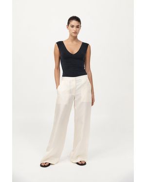 St. Agni Silk Twill Trousers - White