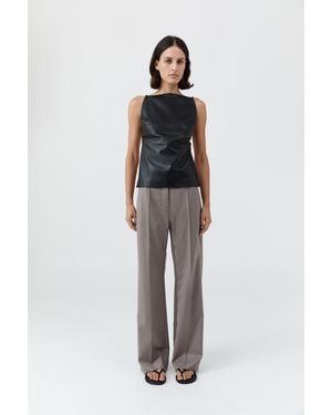St. Agni Leather Square Neck Top - Multicolour