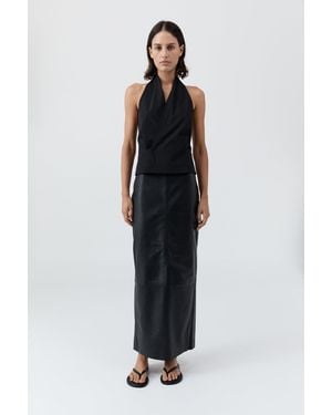 St. Agni Halter Wrap Top - Black