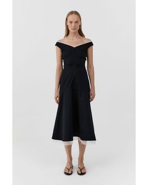 St. Agni Compact Cotton Off Shoulder Dress - Black