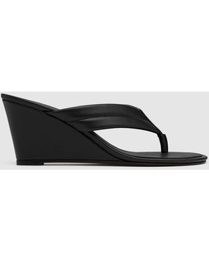 St. Agni Stitch Detail Thong Wedge - White