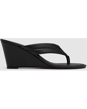 St. Agni Stitch Detail Thong Wedge - White