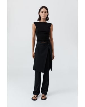 St. Agni Wool Hybrid Skirt Pants - Black