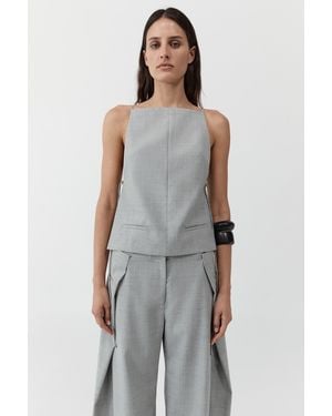 St. Agni Square Side Tie Top - Gray