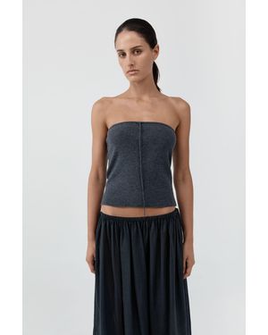 St. Agni Wool Strapless Top - Blue