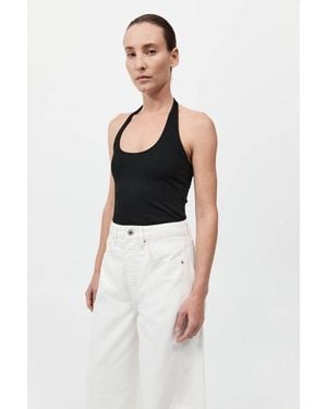 St. Agni Rib Halter Top - White