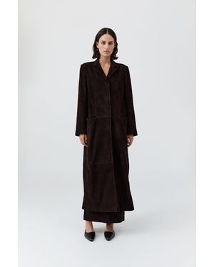 St. Agni Suede Tailored Coat - Black