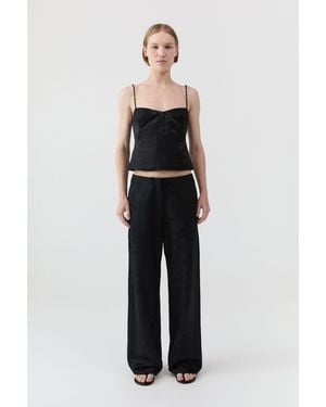St. Agni Silk Wool Jacquard Minimal Pants - Black