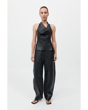 St. Agni Leather Tie Top - Blue