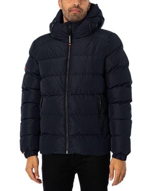 Superdry Hooded Sports Puffer Jacket - Blue