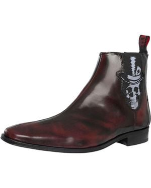Jeffery West Skull Polished Leather Chelsea Boots - Brown