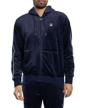 Fila Italo Velour Zip Hoodie - Blue
