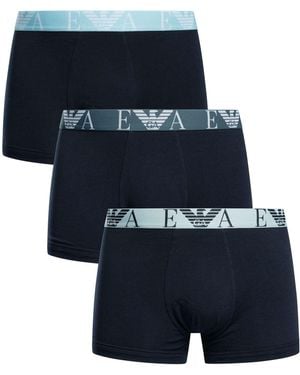 Emporio Armani 3 Pack Trunks - Blue