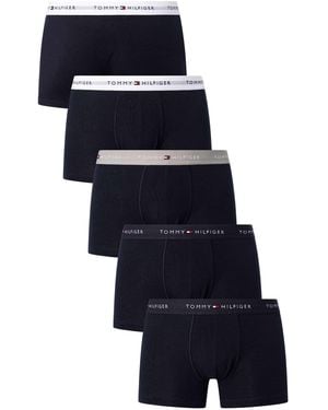 Tommy Hilfiger 5 Pack Signature Cotton Essentials Trunks - Blue