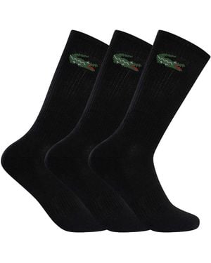 Lacoste 3 Pack Crew Socks - Black