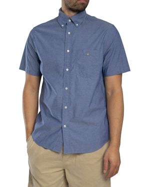 GANT Regular Classic Poplin Shortsleeved Shirt - Blue