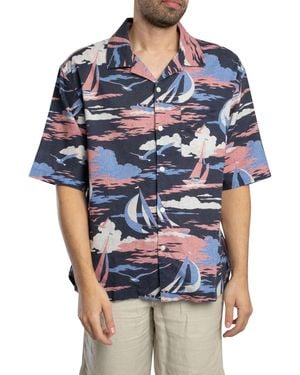 GANT Rel Sailing Print Short Sleeved Shirt - Blue