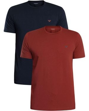 Emporio Armani 2 Pack Lounge Crew T-shirts - Red