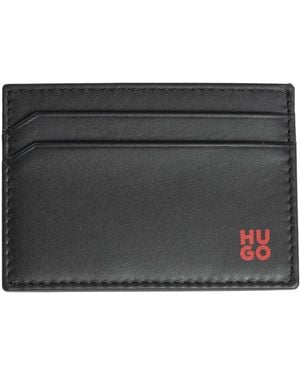 HUGO Tibby Card Leather Wallet - Black