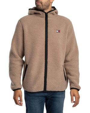 Tommy Hilfiger Regular Badge Teddy Zip Fleece - Natural
