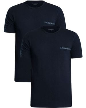 Emporio Armani 2 Pack Stretch Cotton Lounge T-shirts - Blue