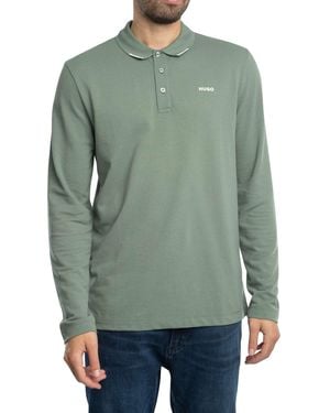 HUGO Derrikos Logo Longsleeved Polo Shirt - Green