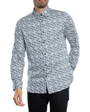 Ted Baker Small Floral Slim Shirt - Blue
