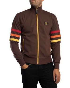 Trojan Stripe Sleeve Track Jacket - Brown