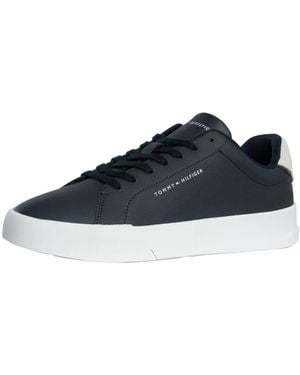 Tommy Hilfiger Court Leather Detail Leather Trainers - Blue