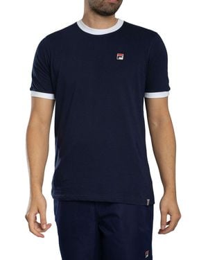 Fila Marconi Ringer T Shirt Peacoat White - Blue