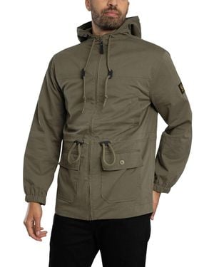 Trojan Twill Badged Parka Jacket - Grey