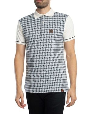 Trojan Diagonal Jacquard Panel Polo Shirt - Blue