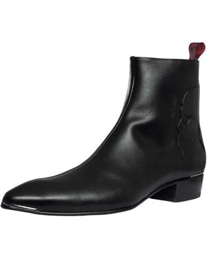 Jeffery West Skull Leather Zip Chelsea Boots - Black