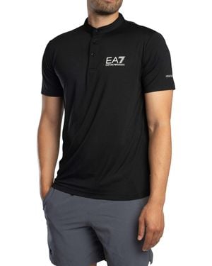 EA7 Ventus 7 Logo Buttoned T-shirt - Black