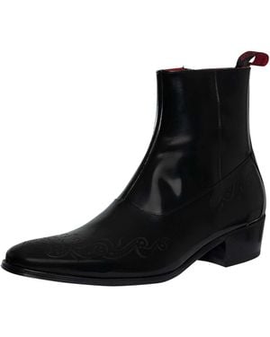 Jeffery West Lightning Bolt Zip Leather Chelsea Boots - Black