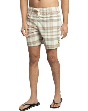 Lyle & Scott Tartan Resort Swimshorts - Natural