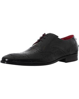 Jeffery West Brogue Polished Leather Shoes - Black