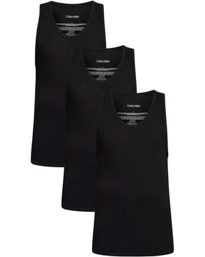 Calvin Klein 3 Pack Lounge Tank Tops - Black