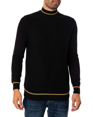 Trojan Basket Weave Turtle Neck Knit - Black